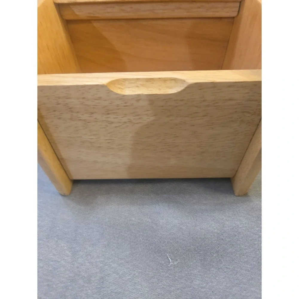Vintage Wooden Recipe Box Light Wood Card Holder Kitchen Storage Organizer Retro